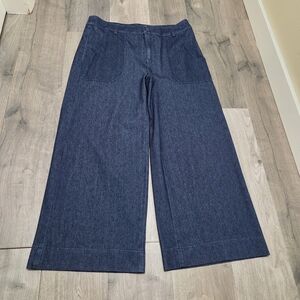 Renuar Cotton Blend Wide-Leg Denim Pants